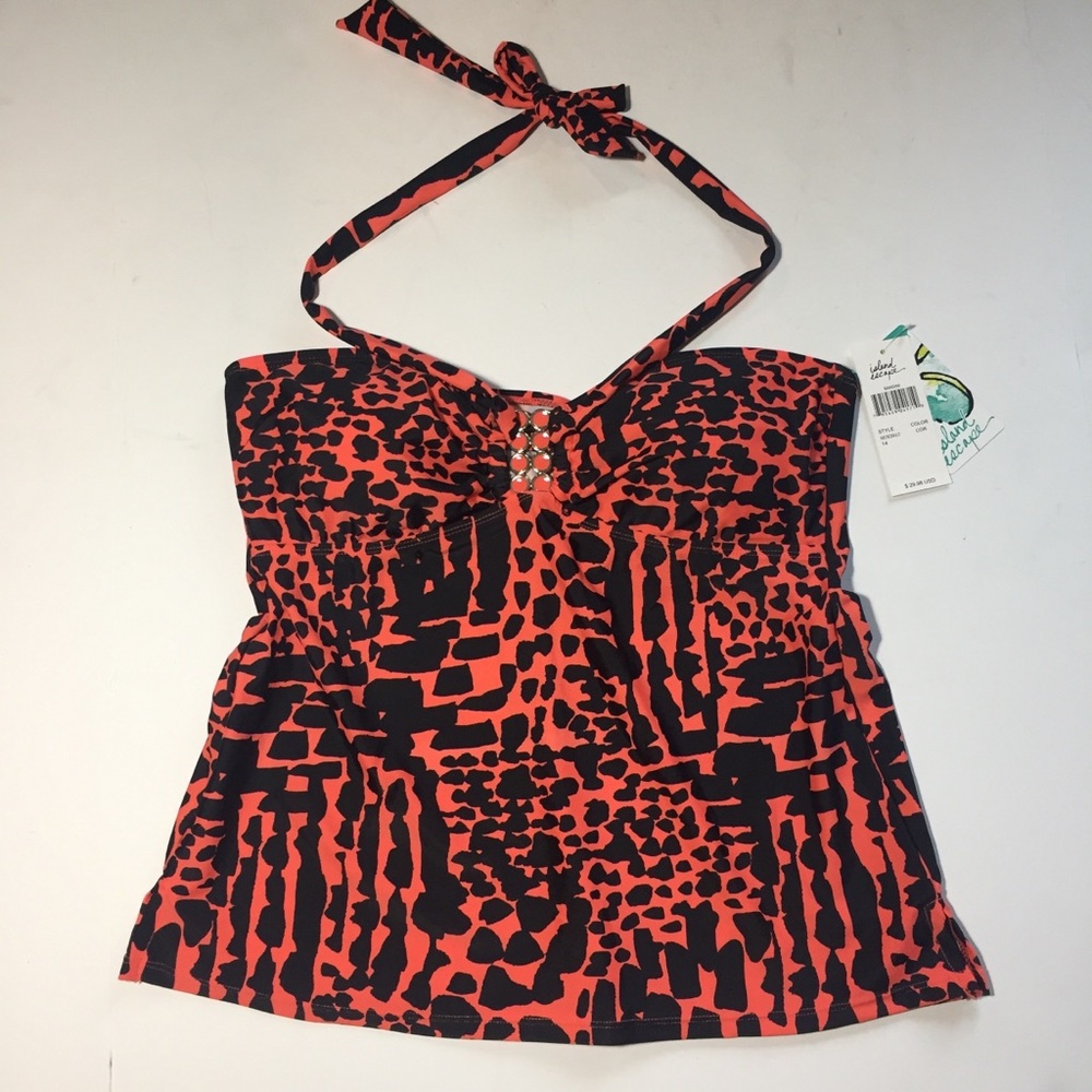 Island Escape coral animal print bandini top 14